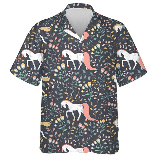 Beautiful Horses On A Background Of Flowers And Plants Hawaiian Shirt, Hawaiian Shirt Gift, Christmas Gift