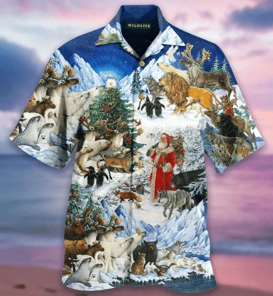 Design Hawaiian Shirt Wildlife Christmas And Santa, Hawaiian Shirt, Christmas Gift