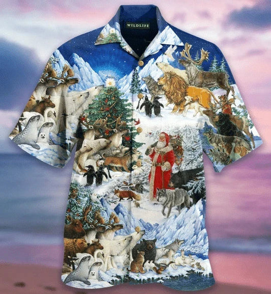 Design Hawaiian Shirt Wildlife Christmas And Santa, Hawaiian Shirt, Christmas Gift