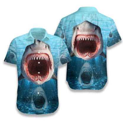 Show Your Teeth Shark Open Mouth Design Hawaiian Shirt, Hawaiian Shirt Gift, Christmas Gift
