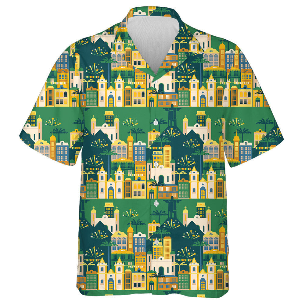 Noisy American City In The Independence Day Illustraion Hawaiian Shirt, Hawaiian Shirt Gift, Christmas Gift
