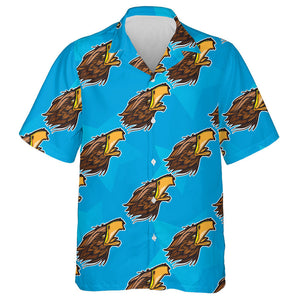 Funny Eagle Head On Blue Background Hawaiian Shirt,Hawaiian Shirt Gift, Christmas Gift