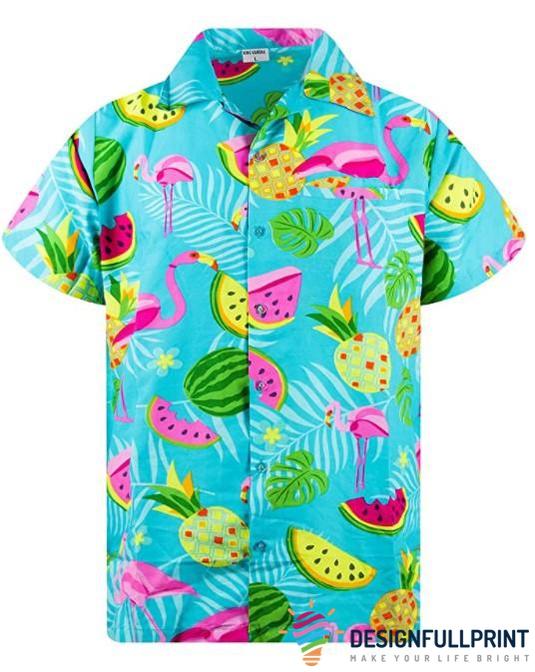 Flamingo Fruits Hawaiian Shirt Lh Aloha Shirt Hawaiian Outfit For Menflamingo Gifts, Hawaiian Shirt Gift, Christmas Gift