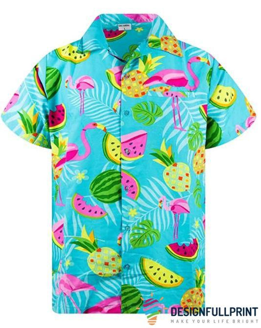 Flamingo Fruits Hawaiian Shirt Lh Aloha Shirt Hawaiian Outfit For Menflamingo Gifts, Hawaiian Shirt Gift, Christmas Gift