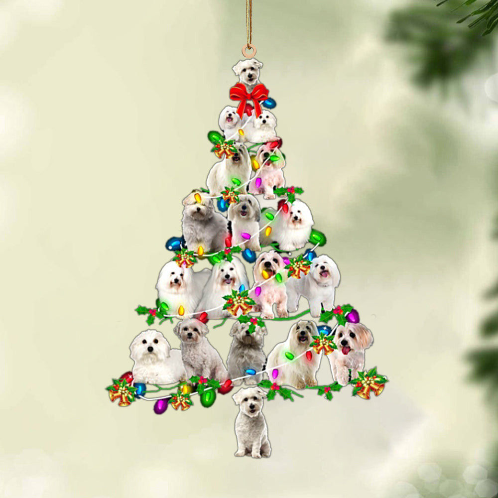 Coton De Tulear-Christmas Tree Lights-Two Sided Christmas Plastic Hanging Ornament, Christmas Gift, Christmas Decoration