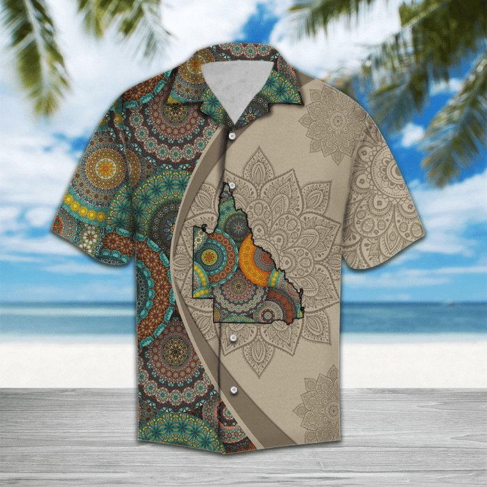 Queensland Map With Mandala Flowers Hawaiian Shirt,Hawaiian Shirt Gift, Christmas Gift