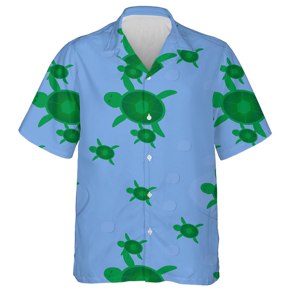 Green Turtle And Baby On Blue Sea Cartoon Hawaiian Shirt, Hawaiian Shirt Gift, Christmas Gift