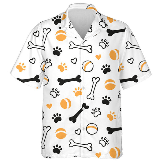 Dog With Bones Paw Prints Balls And Hearts Hawaiian Shirt, Hawaiian Shirt Gift, Christmas Gift