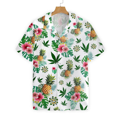 Canabis On White Skin Pattern Hawaiian Shirt, Hawaiian Shirt Gift, Christmas Gift