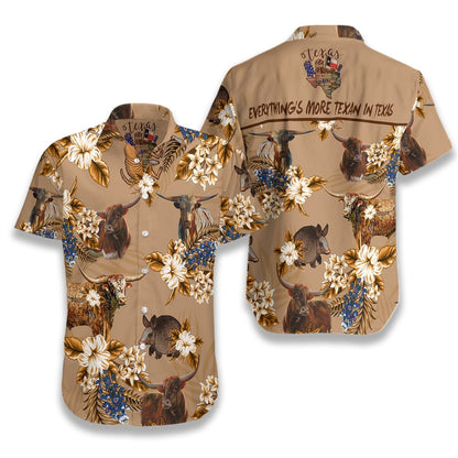 Everythingâ€™s More Texan In Texas Pattern Hawaiian Shirt,Hawaiian Shirt Gift, Christmas Gift