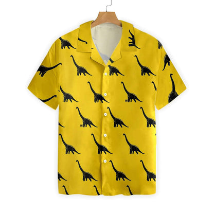 Brachiosaurus Dinosaur On Yellow Design Hawaiian Shirt, Hawaiian Shirt Gift, Christmas Gift