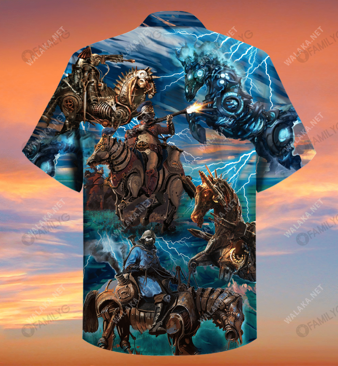 Steampunk Mechanical Horse Unisex Hawaiian Shirt, Hawaiian Shirt Gift, Christmas Gift
