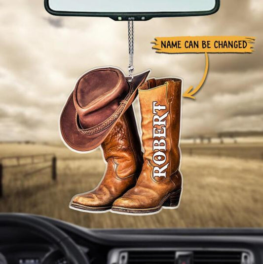 Cowboy Boots Ornament, Personalized Flat Car Acrylic Ornament, Christmas Decoration