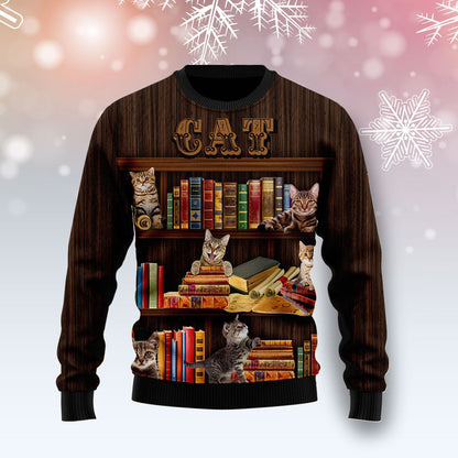 Cat Bookcase Ugly Christmas Sweater, Christmas Ugly Sweater,Christmas Gift,Gift Christmas 2022