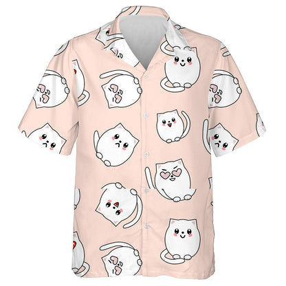 Cute Cat Different Emotion On Pink Background Hawaiian Shirt, Hawaiian Shirt Gift, Christmas Gift