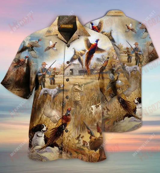 Pheasant Hunting Unisex Hawaiian Shirt Summer Short Sleeve Tactical Hawaiian Shirt Hawaiian Shirts For Men, Hawaiian Shirt Gift, Christmas Gift
