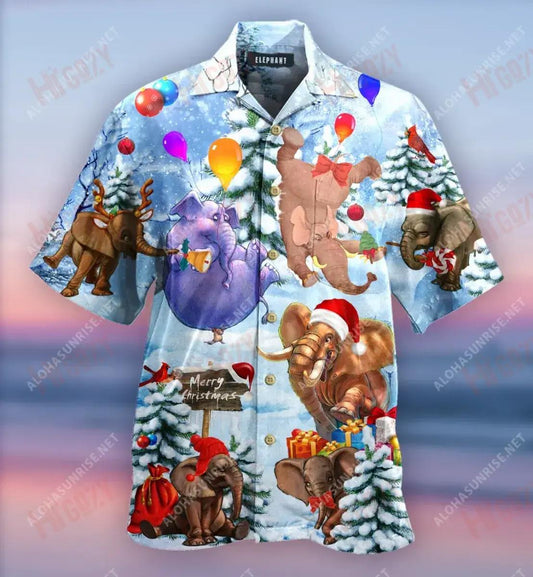 Christmas Better With Elephants Short Hawaiian Shirt Hobbies Hawaiian T Shirts Custom Hawaiian Shirts Funny Hawaiian Shirts, Hawaiian Shirt Gift, Christmas Gift