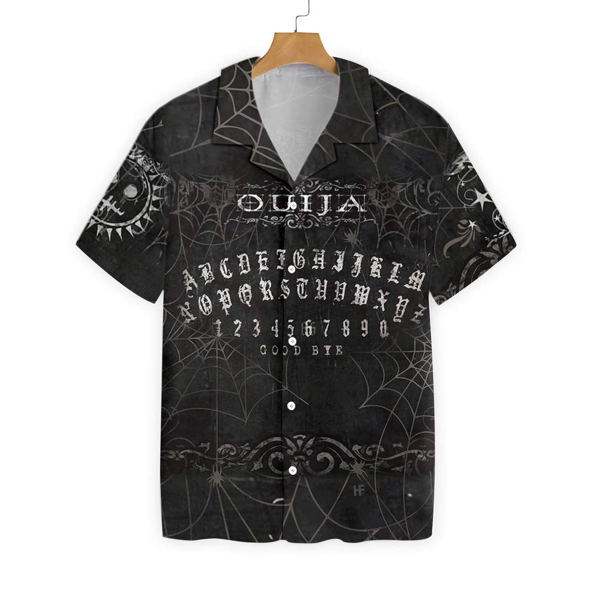 Wicca Ouija Board On Black Background Pattern Hawaiian Shirt, Hawaiian Shirt Gift, Christmas Gift