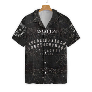 Wicca Ouija Board On Black Background Pattern Hawaiian Shirt, Hawaiian Shirt Gift, Christmas Gift