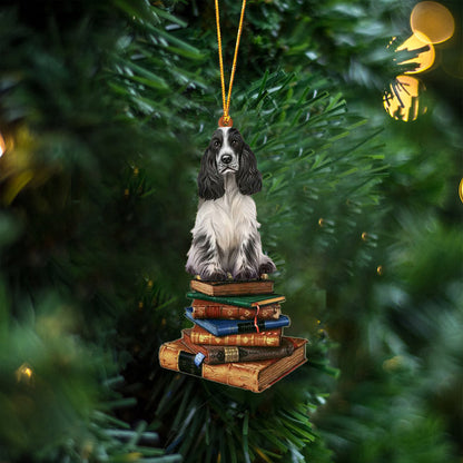 Cocker Spaniel-Sit On The Book Two Sides Christmas Plastic Hanging Ornament, Christmas Gift, Christmas Decoration