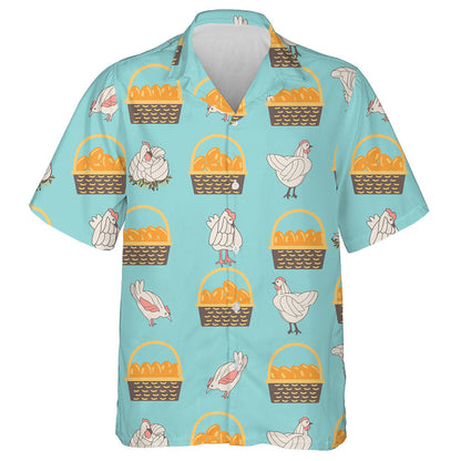 Funny Chicken And Basket With Eggs 1 Hawaiian Shirt, Hawaiian Shirt Gift, Christmas Gift