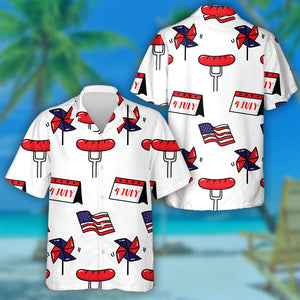 Yummy Grilled Sausage With Flags And Calendar Hawaiian Shirt,Hawaiian Shirt Gift, Christmas Gift