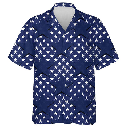 Dark Blue Stars On The American Flag Theme Hawaiian Shirt, Hawaiian Shirt Gift, Christmas Gift