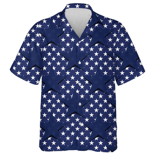 Dark Blue Stars On The American Flag Theme Hawaiian Shirt, Hawaiian Shirt Gift, Christmas Gift