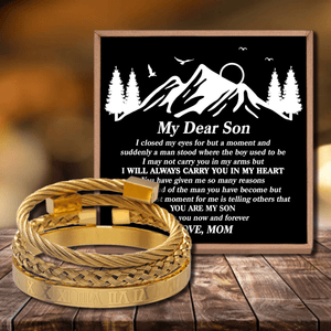 Mom To Son - I Will Always Carry You Roman Numeral Bracelet Set