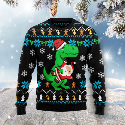 Dinosaur And Santa Claus Ugly Christmas Sweater, Christmas Gift, Gift Christmas 2024
