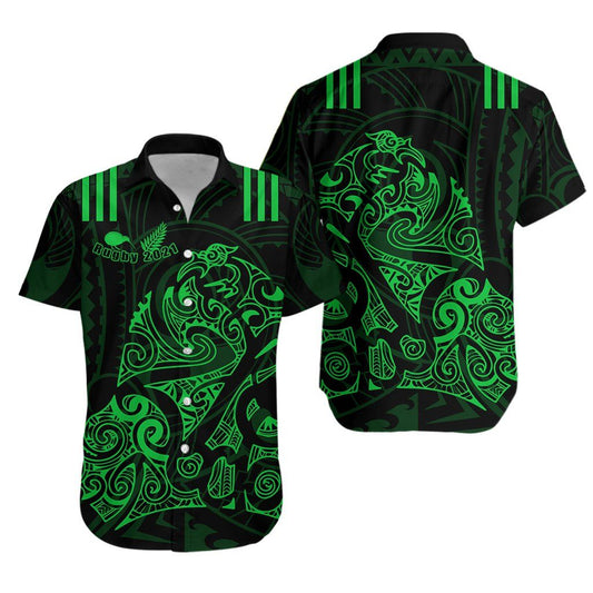 Aotearoa Super Rugby Hawaiian Aloha Shirt Maori Kiwi Green Hawaiian Shorts Beach Short Sleeve, Hawaiian Shirt Gift, Christmas Gift
