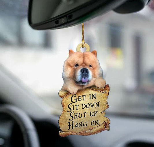 Chow chow get in two sided ornament, funny dog ornaments, Christmas Decoration
