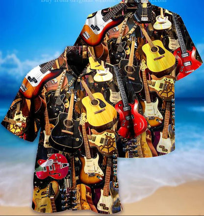 Gift For Music Lovers Guitar Collection Multicolor Pattern Hawaiian Shirt, Hawaiian Shirt Gift, Christmas Gift