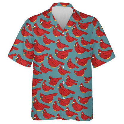 The Drawing Red Cardinal Bird On A Blue Background Hawaiian Shirt, Hawaiian Shirt Gift, Christmas Gift