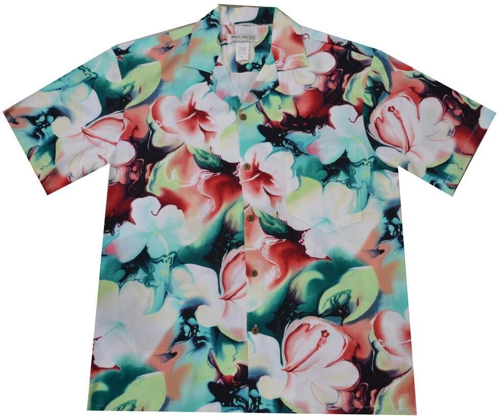 Splash Hibiscus Hawaiian Aloha Shirt Hawaiian Shorts Beach Short Sleeve, Hawaiian Shirt Gift, Christmas Gift