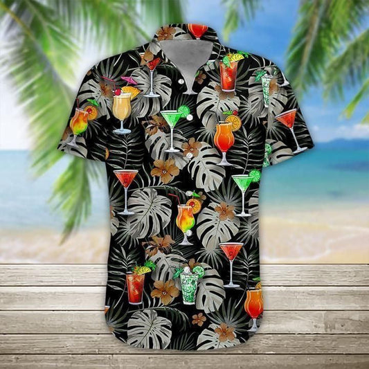 Vintage Wine Watercolor Design Hawaiian Shirt, Hwaiian For Gift