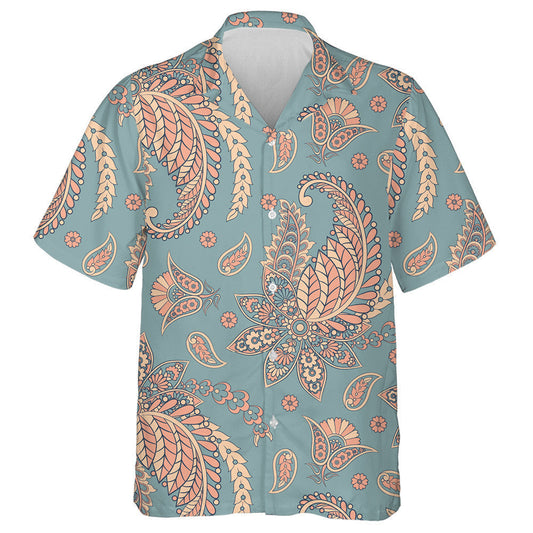 Vintage Style Paisley Flowers Ornamental Pattern In Coral Hawaiian Shirt, Hawaiian Shirt Gift, Christmas Gift