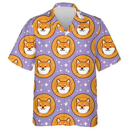 Cartoon Shiba Inu Dog On Coin Isolated Background Hawaiian Shirt, Hawaiian Shirt Gift, Christmas Gift