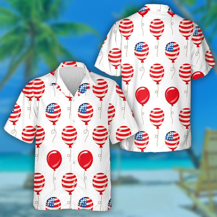 American Patriotic Balloons For Independence Day Hawaiian Shirt, Hawaiian For Gift