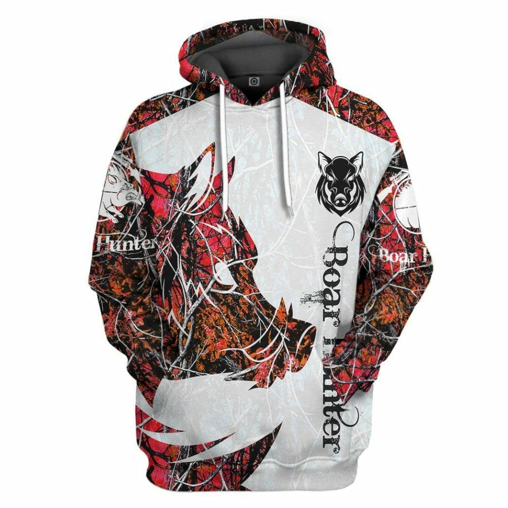 3D Wildschwein Jäger Rot Benutzerdefinierte T-shirt Hoodie Bekleidung
