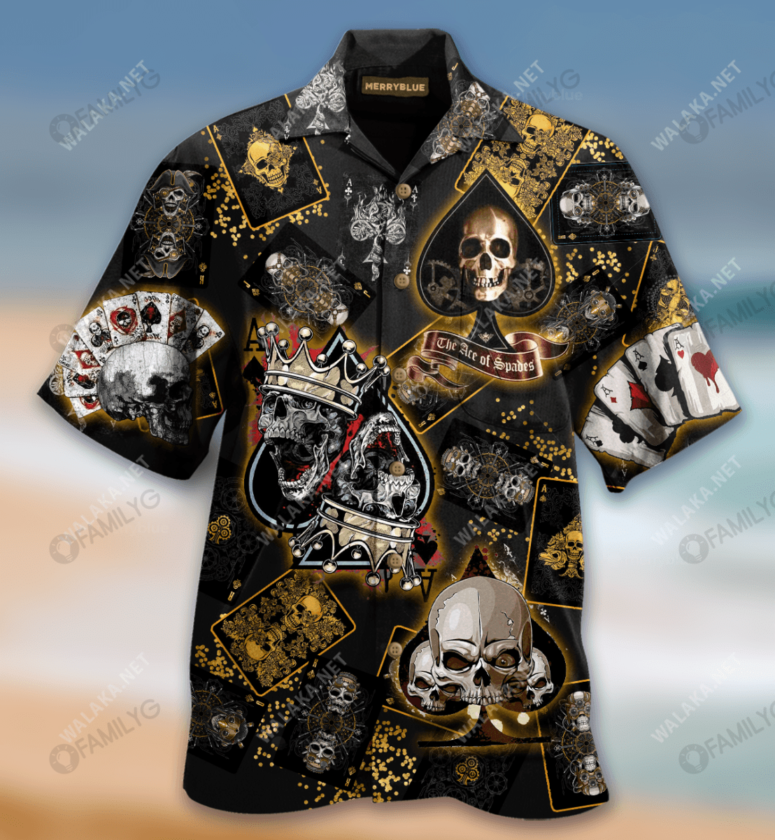Dangerous Skull Poker Unisex Hawaiian Shirt, Hawaiian Shirt Gift, Christmas Gift