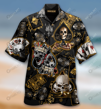 Dangerous Skull Poker Unisex Hawaiian Shirt, Hawaiian Shirt Gift, Christmas Gift