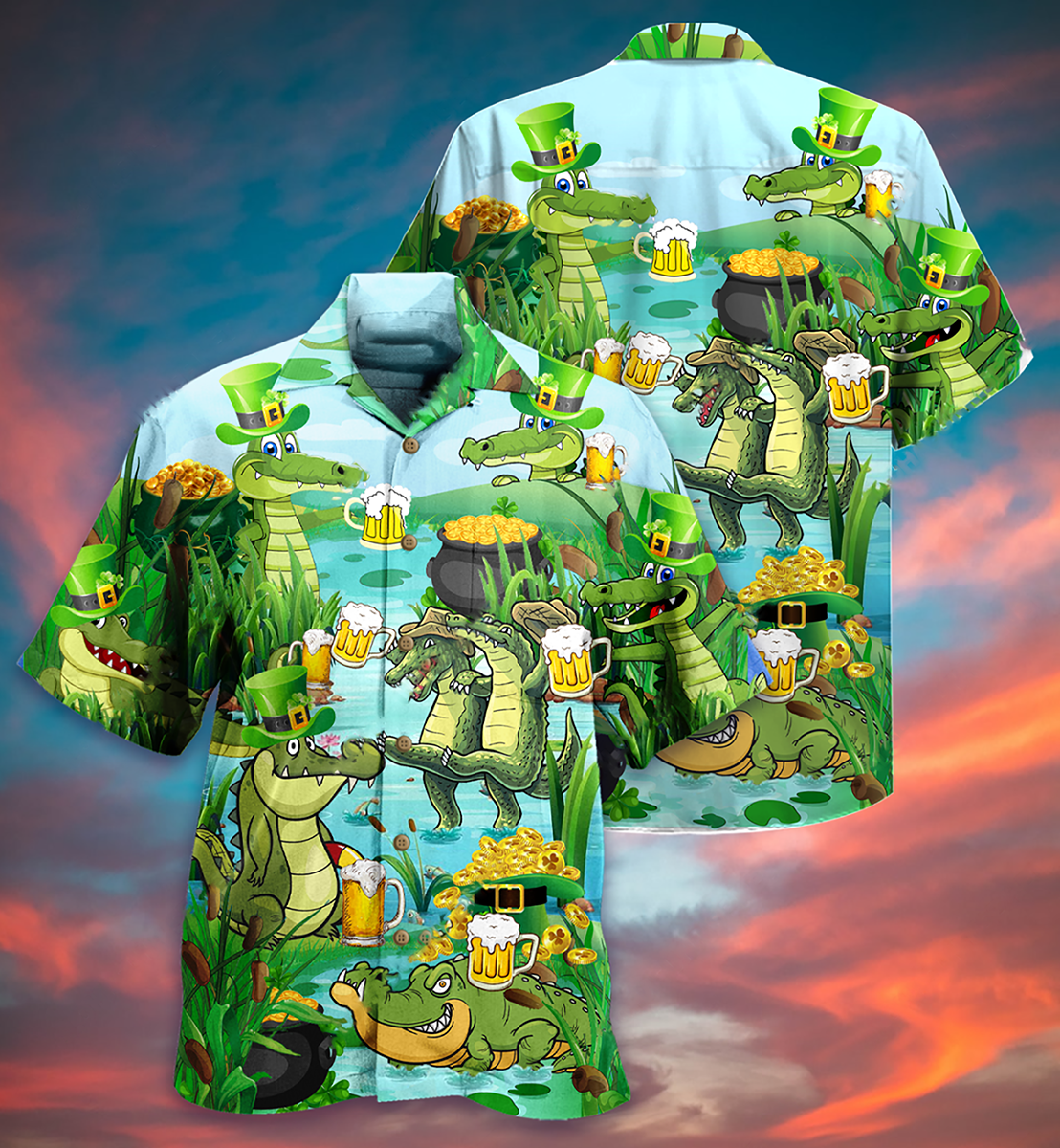 Crocodile drink beer hawaiian shirt, Hwaiian For Gift