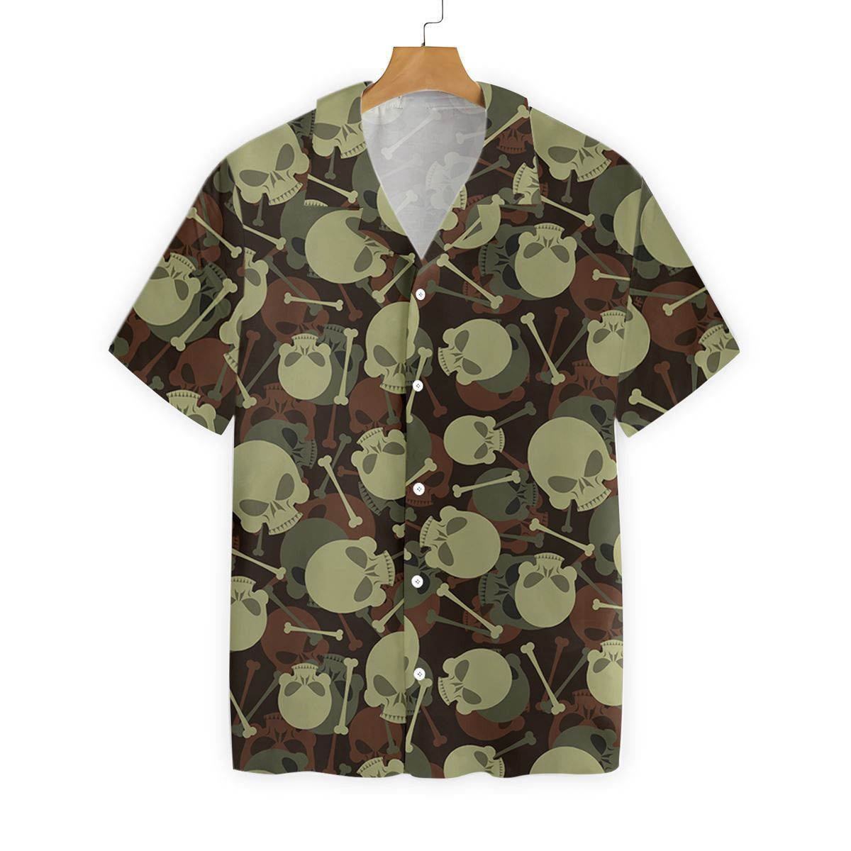 Faint Skull And Bone Military Pattern Hawaiian Shirt,Hawaiian Shirt Gift, Christmas Gift