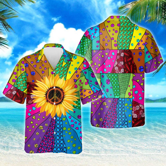Hippie Sunflower Hawaiian Shirt, Hawaiian Shirt Gift, Christmas Gift