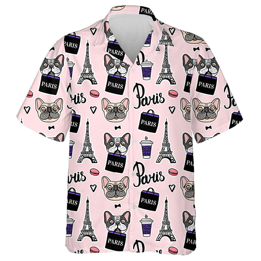 Shopping In Paris Bulldog Holding Shopping Bag Hawaiian Shirt, Hawaiian Shirt Gift, Christmas Gift