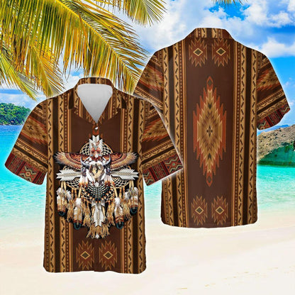 Texture Of Native American On Saddle Brown Design Hawaiian Shirt, Hawaiian Shirt Gift, Christmas Gift