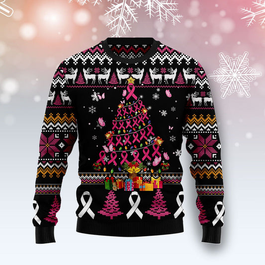 Breast Cancer Awareness Christmas Tree Ugly Christmas Sweater, Christmas Ugly Sweater,Christmas Gift,Gift Christmas 2022