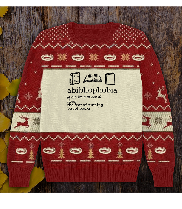 Abiliophobia Books Sweater, Christmas Ugly Sweater ,Christmas Gift,Gift Christmas 2024