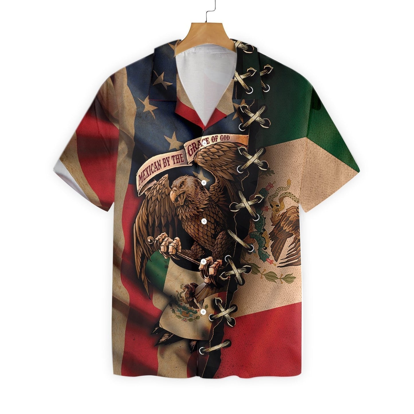 Mexican By The Grace Of God Background Hawaiian Shirt,Hawaiian Shirt Gift, Christmas Gift